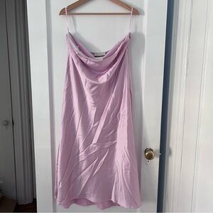 SOLD OUT BHLDN Isla Strapless Stretch Satin Column Midi Dress in Pink